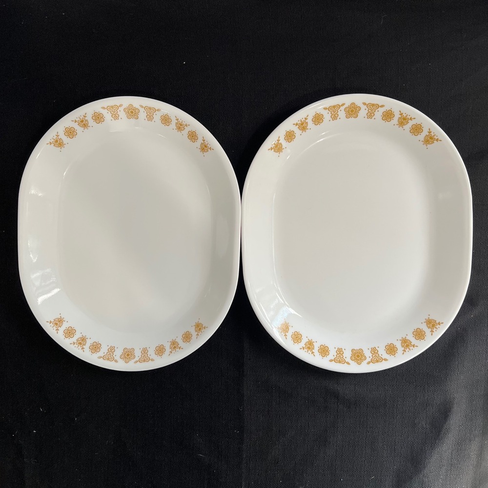 Corelle Butterfly Gold Oval Platters Set of 2 Corning Vitrelle 12 inch Serving